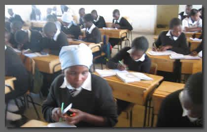 Students in a classroom at St. Josephine Bakhita Secondary School